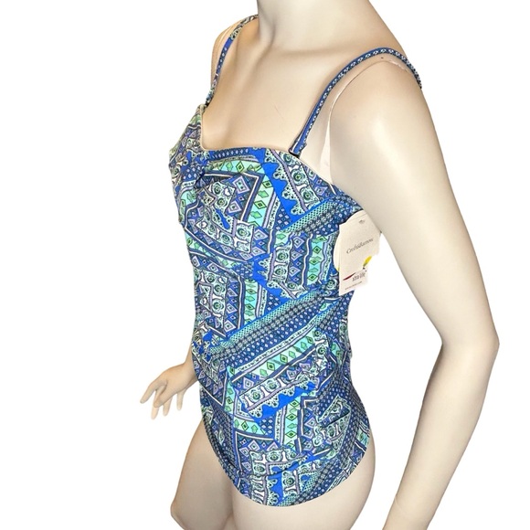 NWT Croft & Barrow Tankini Top Size 14 Blue Green - Picture 5 of 9